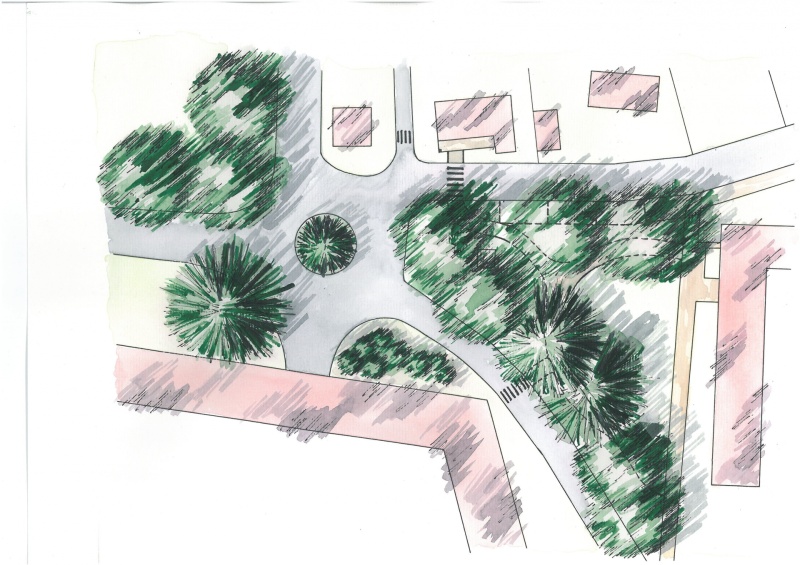 Ilustrační obrázek skica zahrady