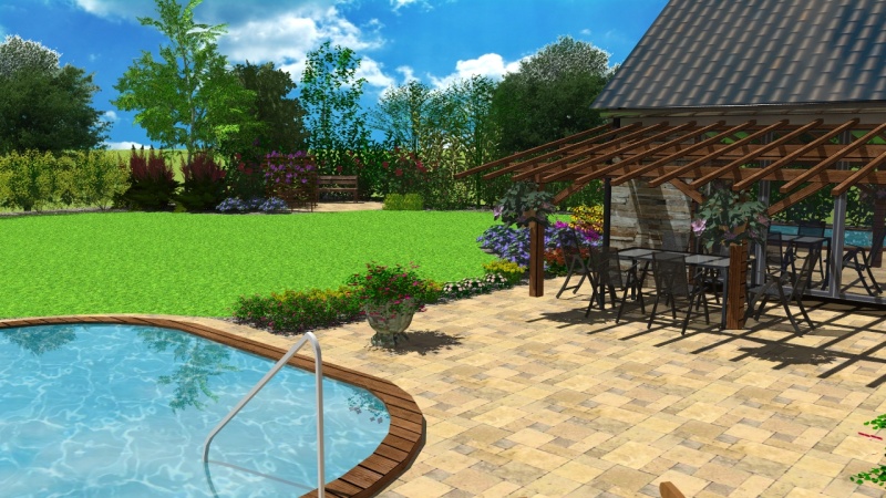 Ilustrační obrázek 3D vizualizace zahrady